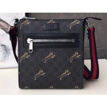 Gucci GG Black Small Messenger Bag 523599 Tiger Print