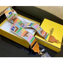 Fendi Leather Long Shoulder Strap You Multicolor Thread Embroidered FF Beige Canvas 2020