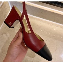 Chanel Heel 6.5cm Slingbacks G31318 Burgundy/Black 2020