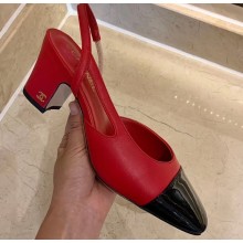 Chanel Heel 6.5cm Slingbacks G31318 Red/Patent Black 2020