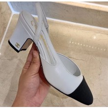Chanel Heel 6.5cm Slingbacks G31318 White/Grosgrain 2020