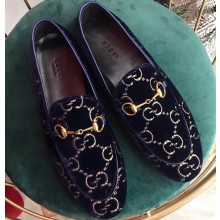 Gucci Women's Horsebit Loafer GG Velvet Blue
