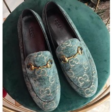Gucci Women's Horsebit Loafer GG Velvet Green