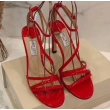 Jimmy Choo Heel 10cm TESCA Sandals Patent Red 2020