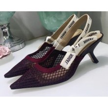 Dior Heel 6.5cm J'Adior Slingback Fishnet Pumps Burgundy 2020