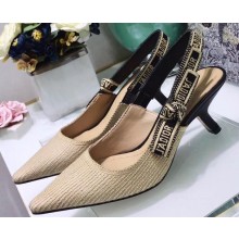 Dior Heel 6.5cm J'Adior Embroidered Slingback Pumps Beige 2020