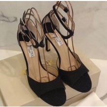 Jimmy Choo Heel 10cm EMSY Sandals Glitter Black 2020