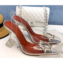 Amina Muaddi Heel 7cm/10cm Begum Glass Slingback Pumps Transparent PVC