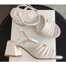 Fendi Promenade Slingbacks Sandals Leather White with Wide Topstitched Band 2020
