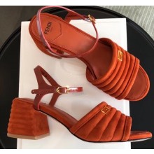 Fendi Promenade Slingbacks Sandals Suede Brown with Wide Topstitched Band 2020