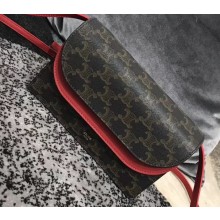 Celine Triomphe Canvas Wallet on Strap Bag Red 2020