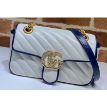 Gucci Diagonal GG Marmont Mini Shoulder Bag 446744 White/Blue 2020