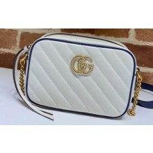 Gucci Diagonal GG Marmont Mini Shoulder Camera Bag 448065 Leather White/Blue 2020
