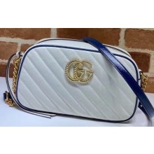 Gucci Diagonal GG Marmont Small Shoulder Camera Bag 447632 Leather White/Blue 2020