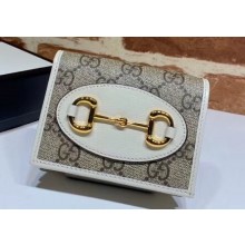 Gucci 1955 Horsebit Card Case Wallet 621887 GG Canvas White 2020