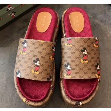 Gucci GG Canvas Platform Slide Sandals 573018 Disney 2020