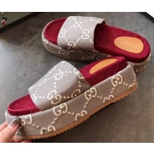 Gucci GG Canvas Platform Slide Sandals 573018 Gray 2020
