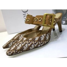 Dior Heel 7.5cm D-Dior Slingbacks Mules Oblique Canvas Coffee