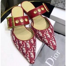 Dior D-Dior Slingbacks Flats Mules Oblique Canvas Burgundy