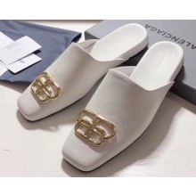 Balenciaga Cosy BB Flat Mules Slides Slippers White 2020