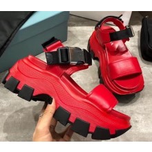 Prada Pegasus Strap Sandals Red 2020