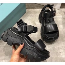 Prada Pegasus Strap Sandals Black 2020