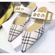 Dior D-Dior Slingbacks Flats Mules Tweed White