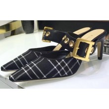 Dior Heel 7.5cm D-Dior Slingbacks Mules Tweed Black
