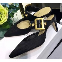 Dior Heel 7.5cm D-Dior Slingbacks Mules Technical Fabric Black