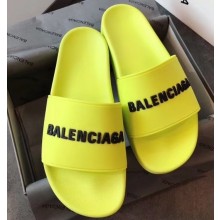 Balenciaga 3D Logo Piscine Pool Slide Sandals Yellow 2020