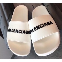 Balenciaga 3D Logo Piscine Pool Slide Sandals White 2020