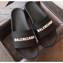 Balenciaga 3D Logo Piscine Pool Slide Sandals Black/White 2020