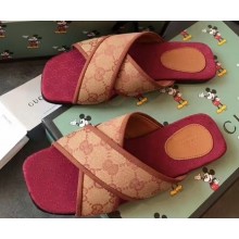 Gucci GG Canvas Cross-strap Slide Sandals Beige 2020