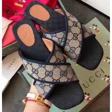 Gucci GG Canvas Cross-strap Slide Sandals Blue 2020
