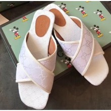 Gucci GG Canvas Cross-strap Slide Sandals White 2020