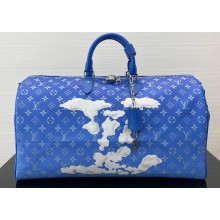 Louis Vuitton Sky Blue and Cloud White Keepall Bandouliere 50 Bag 2020