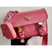 Prada Nylon and Saffiano Leather Shoulder Bag 2VD034 Pink 2020