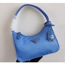 Prada Re-Edition 2000 Nylon Mini Hobo Bag 1NE515 Blue 2020