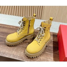 Valention women's lace-up calfskin ankle boot in yellow 2024