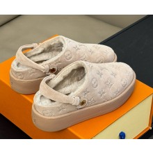 Louis vuitton Aspen Platform Clog Monogram-debossed suede calf leather and shearling Beige 2024