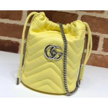 Gucci Leather GG Marmont Double G Mini Bucket Bag 575163 Pastel Yellow 2020