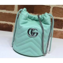 Gucci Leather GG Marmont Double G Mini Bucket Bag 575163 Pastel Green 2020