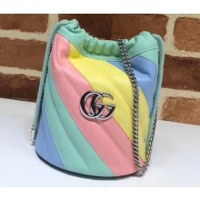 Gucci Leather GG Marmont Double G Mini Bucket Bag 575163 Multicolored Pastel 2020
