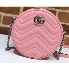 Gucci Leather GG Marmont Mini Round Shoulder Bag 550154 Pastel Pink 2020
