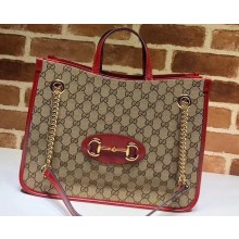 Gucci 1955 Horsebit Medium Tote Bag 621144 GG Canvas Red 2020