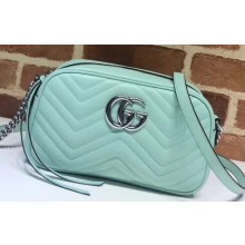 Gucci Leather GG Marmont Small Shoulder Camera Bag 447632 Pastel Green 2020