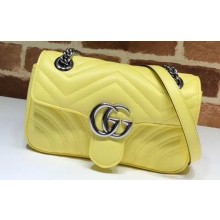 Gucci Leather GG Marmont Mini Shoulder Bag 446744 Pastel Yellow 2020
