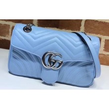 Gucci Leather GG Marmont Small Shoulder Bag 443497 Pastel Blue 2020