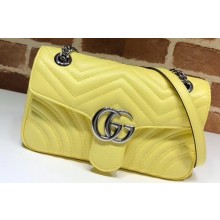 Gucci Leather GG Marmont Small Shoulder Bag 443497 Pastel Yellow 2020