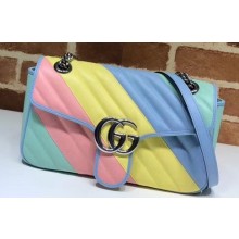 Gucci Leather GG Marmont Small Shoulder Bag 443497 Multicolored Pastel 2020